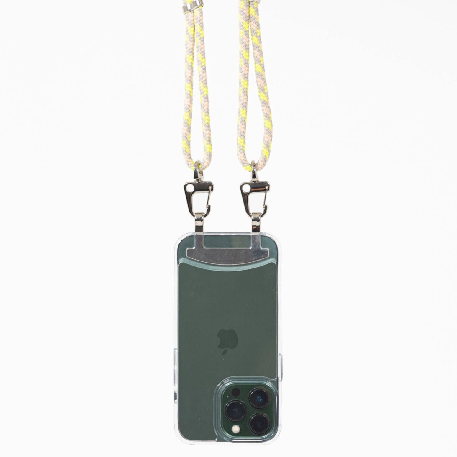 Loop clear crossbody phone case with zest cord hanging 