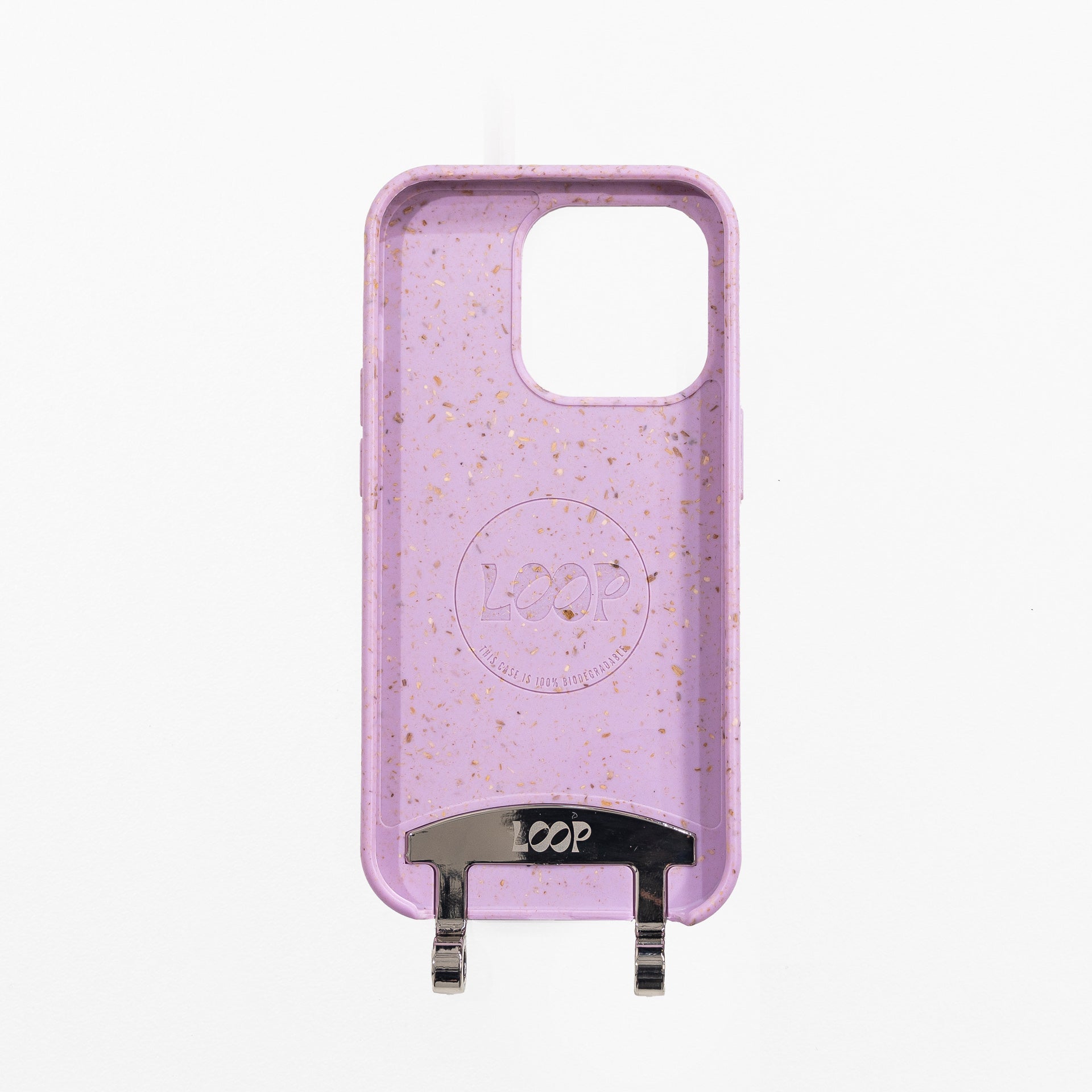 Lavender crossbody phone case with no phone and loop insert