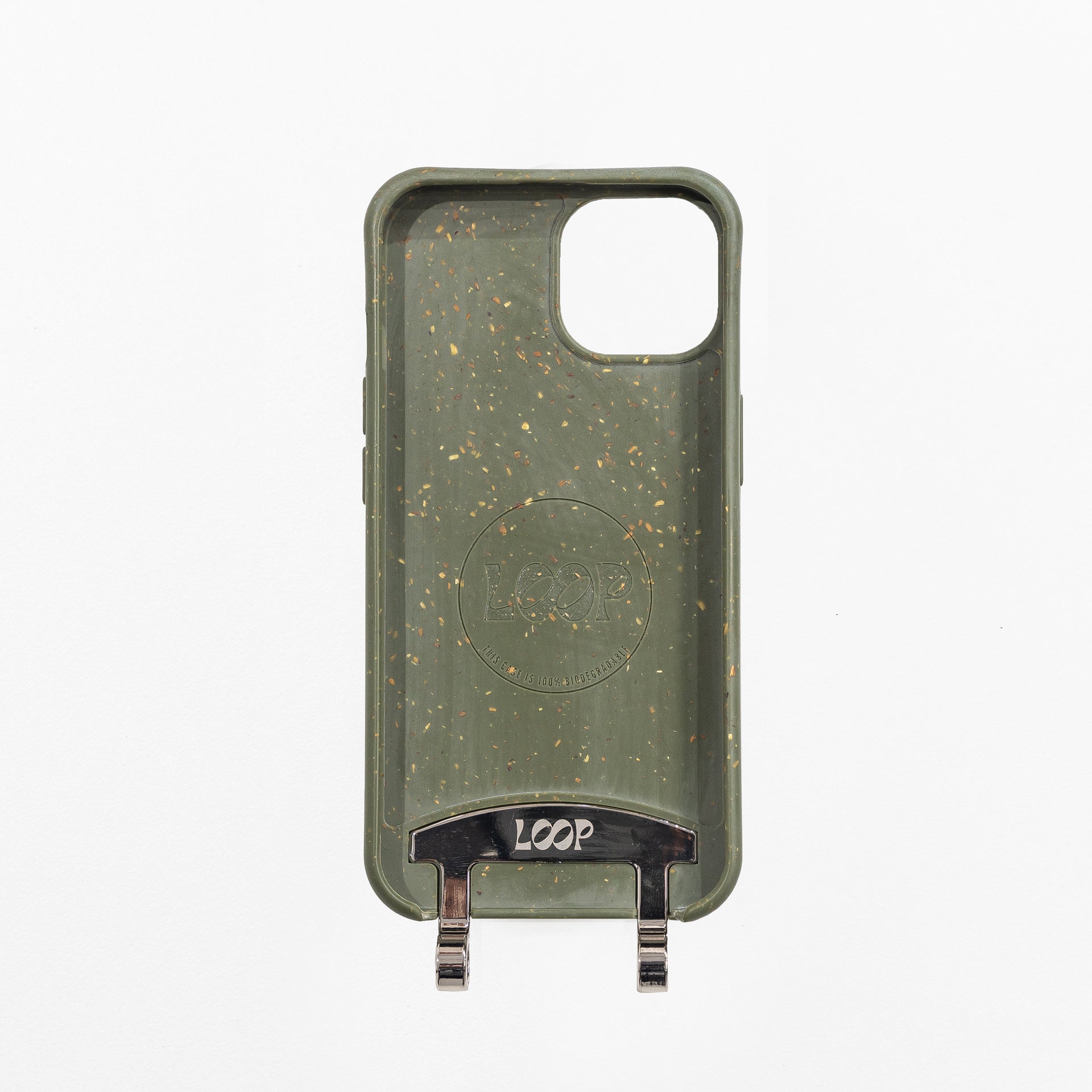 Loop pesto crossbody phone case with loop plate laying flat face up case only 